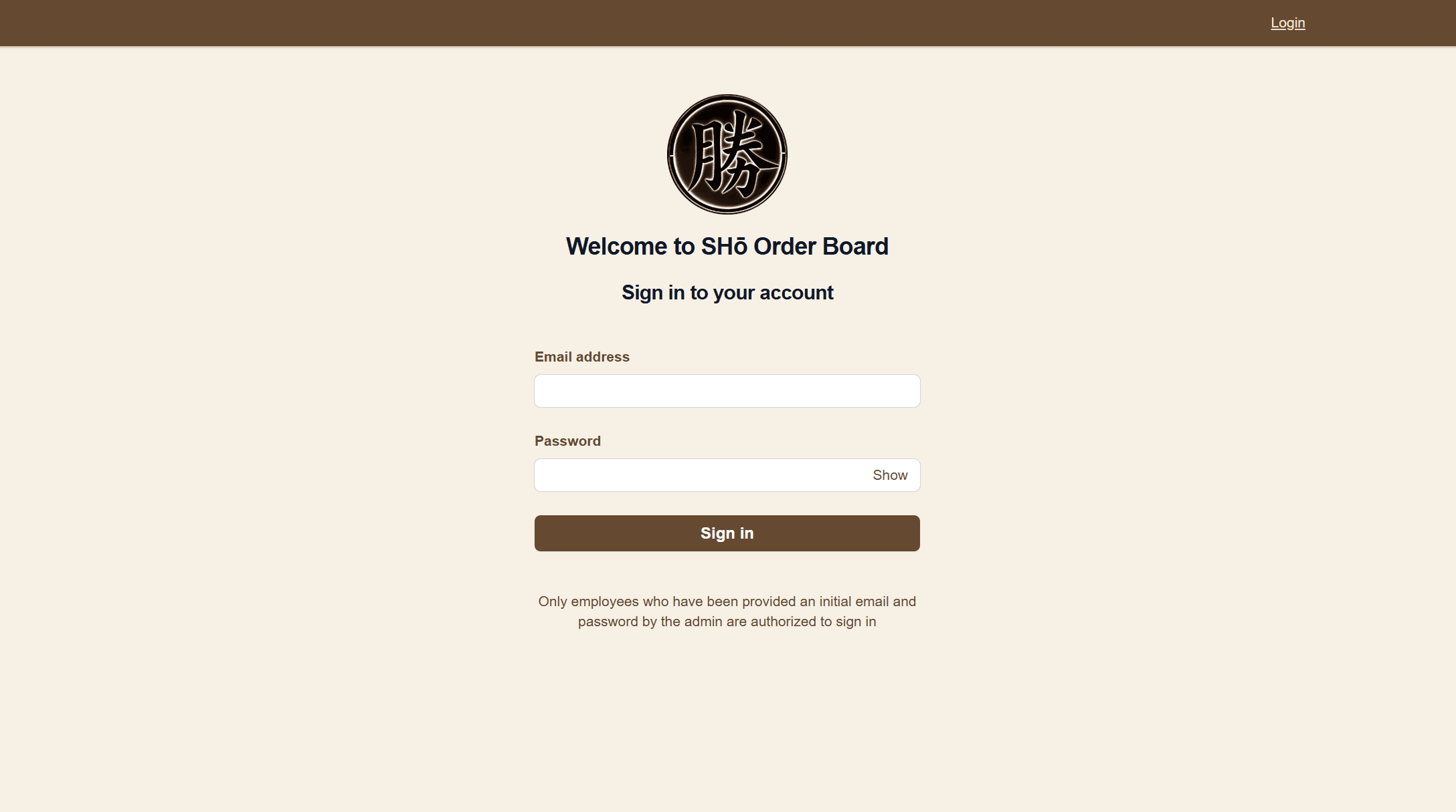 Sho Order Board App